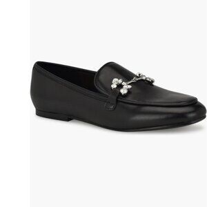 Nine West Women's Black Base Crystal Embellished Bit Slip-on Loafer Size 8M